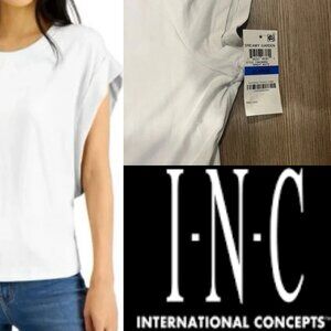 INC International Concepts White Short Sleeve Tee